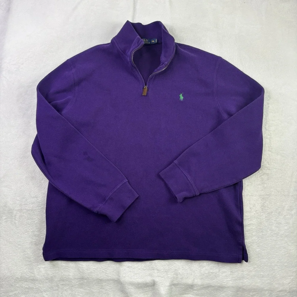 Polo Ralph Lauren Purple 1/4 Zip Pullover Long Sleeve Sweater Men's XXL